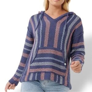 Rip Curl Revival Striped Knit Poncho Navy
